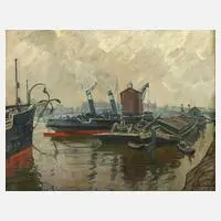 Elisabeth Andrae, "An der Elbe", Öl auf Leinwand