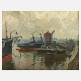 Elisabeth Andrae, "An der Elbe", Öl auf Leinwand