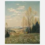 Oskar Bräuer, Frühling in der Sächsischen Schweiz, Öl auf Pappe