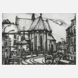 Lothar Rentsch, "In der Altstadt von Krakow", Radierung