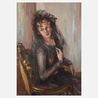 Elsa Sturm-Lindner, "Tänzerin", Öl auf grober Leinwand