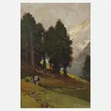Karl Hanns Taeger, Marterl im Gebirge, Öl auf Pappe
