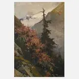 Karl Hanns Taeger, Hochgebirgshang, Öl auf Pappe