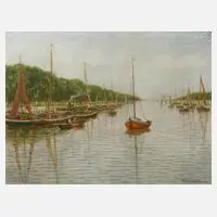 Prof. Ernst Oskar Simonson-Castelli, Am Kanal, 1925, Öl auf Malpappe