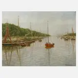 Prof. Ernst Oskar Simonson-Castelli, Am Kanal, 1925, Öl auf Malpappe