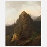 H. Lehmann, Wandersmann im Hochgebirge, 1851, Öl auf Leinwand
