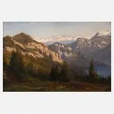 Prof. Eduard Pape, Blick vom Rigi, 1872, Öl auf Leinwand und Karton