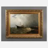 Ernst Penning, Dampfschiff im Sturm, 1886, Öl auf Leinwand