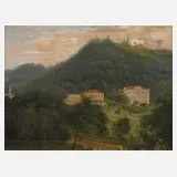 Niels Grønbek Rademacher, Villenansicht, Öl auf Karton