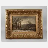 Adolf Stademann, Holzsammler am Fluss, Öl auf Leinwand