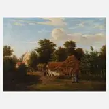 Sommerliche Dorfansicht by Heinrich Schübeler Senior, 1869, Öl auf Leinwand, offered Aug 2022