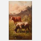Adolf Chelius, Hirtenlandschaft, 1908, Öl auf Holzplatte