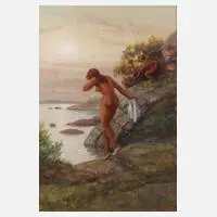 Sten Ekendahl, Beim Baden, Öl auf Leinwand