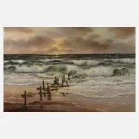 Helmut Martinsen, Brandung auf Sylt, Öl auf Leinwand