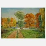 Herbert Röthing, Herbst am See, 1955, Öl auf Malplatte