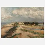 Jürgen Wegener, "Rowe bei Leba in Pommern", Öl auf Hartfaserplatte