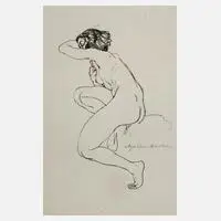 Arthur Brusenbauch, Weiblicher Akt, Kreidelithographie