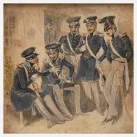 Prof. Theodor Hosemann, Soldaten der Landwehr, 1842, Aquarell