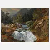 Prof. August Wilhelm Leu, Am Wasserfall, 1844, Gouache und Aquarell