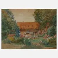 Emil Werner Baule, Sommerlicher Garten, Aquarell und Deckweiß