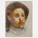 Prof. Josef Dobrowsky, Damenportrait, Kohle und Ölpastell