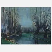 Fritz Gartner, Herbst am Fluss, 1955, Aquarell
