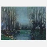Fritz Gartner, Herbst am Fluss, 1955, Aquarell