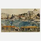Heinz Kiessling, "Marseille", Aquarell über Bleistift