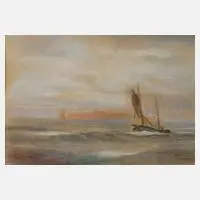 Fritz Modrow, "Kutter vor Helgoland", Pastell