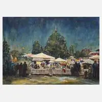 "Berliner Weihnachtsmarkt" by Gottlieb Schimmig, Aquarell, offered Aug 2022