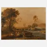 Am Fluss by Johann Gottlob Samuel Stamm, Tusche und Aquarell, offered Aug 2022