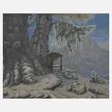 Walther Gasch, "Einsiedler", 1918, Gouache auf Papier und auf Karton kaschiert