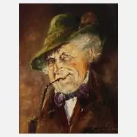 Manfred Feiler, Der Raucher, Öl auf Hartfaserplatte