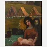 Hanns Herzing, "Erzgebirgsmadonna", 1959, Öl auf Pappe