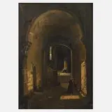 Charles Louis Lesaint, Im Kreuzgang, Öl auf Leinwand