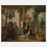 A. Piette, Das Jagdglück, 1879, Öl auf Leinwand