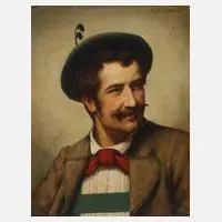 Alois Binder, Männerportrait in Tracht, Öl auf Holztafel