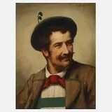 Alois Binder, Männerportrait in Tracht, Öl auf Holztafel