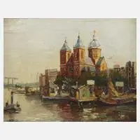 Anton Hoffmann, Sint Nicolaas Basiliek in Amsterdam, Öl auf Leinwand