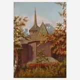 Dimitri Ismailovitch, Holzkirche im Herbst, 1943, Öl auf Leinwand