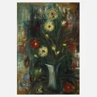 Blumenstillleben by Walter Österle, Öl auf groben Rupfen, offered Nov 2022