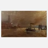 Otto Pieper, "Hafen am Vorsetzen" Hamburg, Öl auf Leinwand