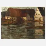 A. Rau, "An der Amper", Öl auf Karton