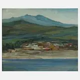 Küstenlandschaft by Mercedes Thomaselii Depetromo, Öl auf Platte, offered Nov 2022