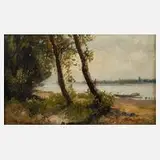Ferenc Ujváry, An der Donau, Öl auf Leinwand