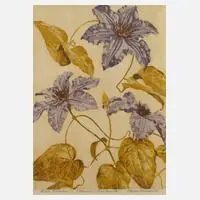 Ernst Rötteken, "Clematis – Prinz Heinrich", Farblinolschnitt
