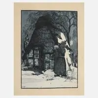 "Weihnachten" by Heinrich Vogeler, Radierung auf Bütten, offered Nov 2022