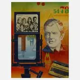 Hans Voss, Figurative Komposition, Gouache und Collage