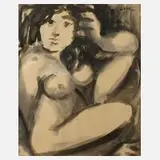 Baltasar Lobo Casuero, Damenakt, 1945, Aquarellfarbe in Schwarz und Deckweiß