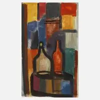 Walter Höfner, Flaschenstillleben, Aquarell und Tusche